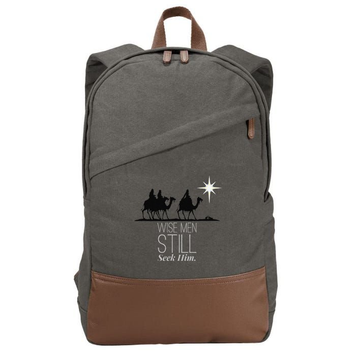 Wise Still Seek Him Christian Christmas Jesus Design Cotton Canvas Backpack