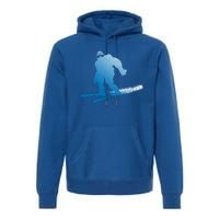 Winter Skiing Sasquatch Ski Cryptid Cryptozoology Bigfoot Gift Premium Hoodie