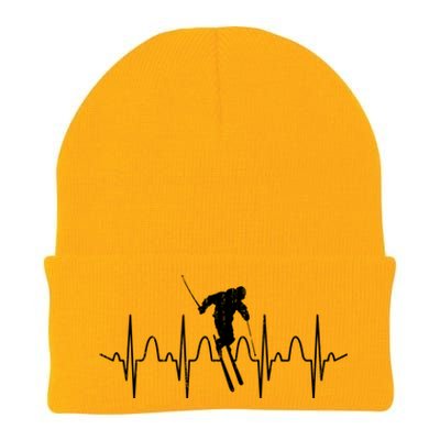 Winter Sport Skiing Heartbeat Skier Ski Instructor Ski Funny Gift Knit Cap Winter Beanie