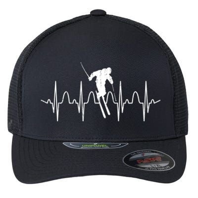 Winter Sport Skiing Heartbeat Skier Ski Instructor Ski Funny Gift Flexfit Unipanel Trucker Cap