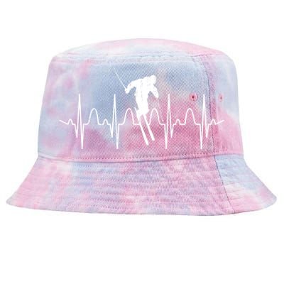 Winter Sport Skiing Heartbeat Skier Ski Instructor Ski Funny Gift Tie-Dyed Bucket Hat