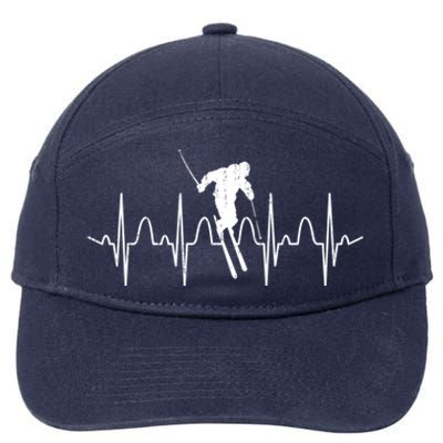 Winter Sport Skiing Heartbeat Skier Ski Instructor Ski Funny Gift 7-Panel Snapback Hat