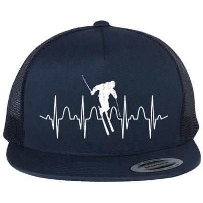 Winter Sport Skiing Heartbeat Skier Ski Instructor Ski Funny Gift Flat Bill Trucker Hat