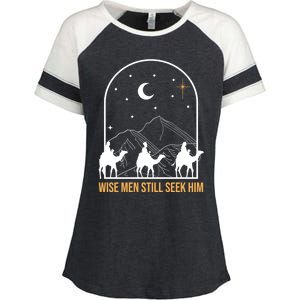 Wise Still Seek Him Christian Nativity Christmas Jesus Gift Enza Ladies Jersey Colorblock Tee