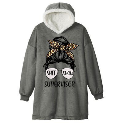 Womens Shit Show Supervisor Tee Women Casual Funny Messy Bun Hooded Wearable Blanket