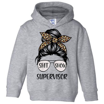 Womens Shit Show Supervisor Tee Women Casual Funny Messy Bun Toddler Hoodie