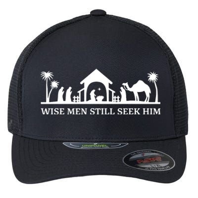 Wise Still Seek Him Christian Christmas Jesus Design Flexfit Unipanel Trucker Cap