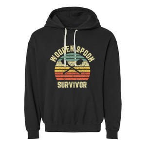 Wooden Spoon Survivor Retro Adult Novelty Sarcastic Garment-Dyed Fleece Hoodie