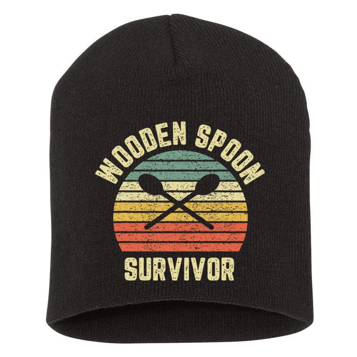 Wooden Spoon Survivor Retro Adult Novelty Sarcastic Short Acrylic Beanie