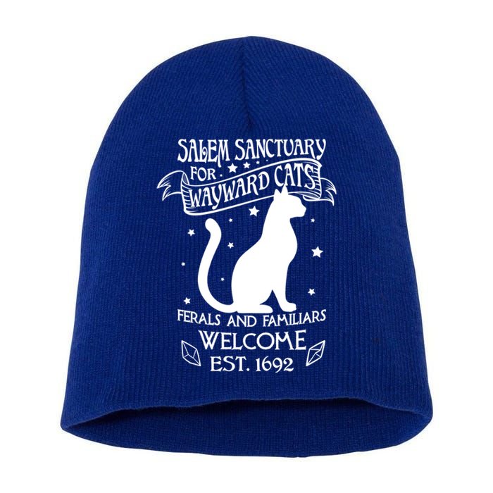 Witch Salem Sanctuary For Wayward Black Cats 1692 Gift Idea Meaningful Gift Short Acrylic Beanie