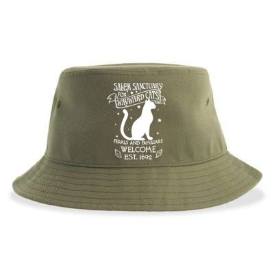 Witch Salem Sanctuary For Wayward Black Cats 1692 Gift Idea Meaningful Gift Sustainable Bucket Hat