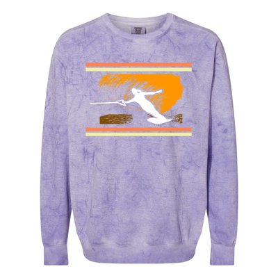 Water Skiing Ski Lover Retro Extreme Sports Beach Athletes Gift Colorblast Crewneck Sweatshirt