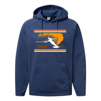 Water Skiing Ski Lover Retro Extreme Sports Beach Athletes Gift Performance Fleece Hoodie