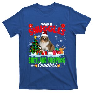 Warm Snuggles Shetland Sheepdog Cuddles Xmas Tree Plaid Dog Meaningful Gift T-Shirt