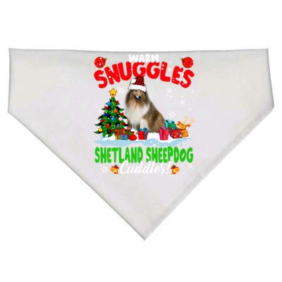 Warm Snuggles Shetland Sheepdog Cuddles Xmas Tree Plaid Dog Meaningful Gift USA-Made Doggie Bandana