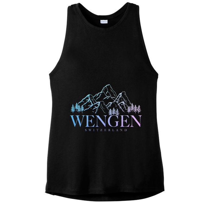 Wengen Switzerland Swiss Mountains Alps Vintage Souvenir Ladies PosiCharge Tri-Blend Wicking Tank
