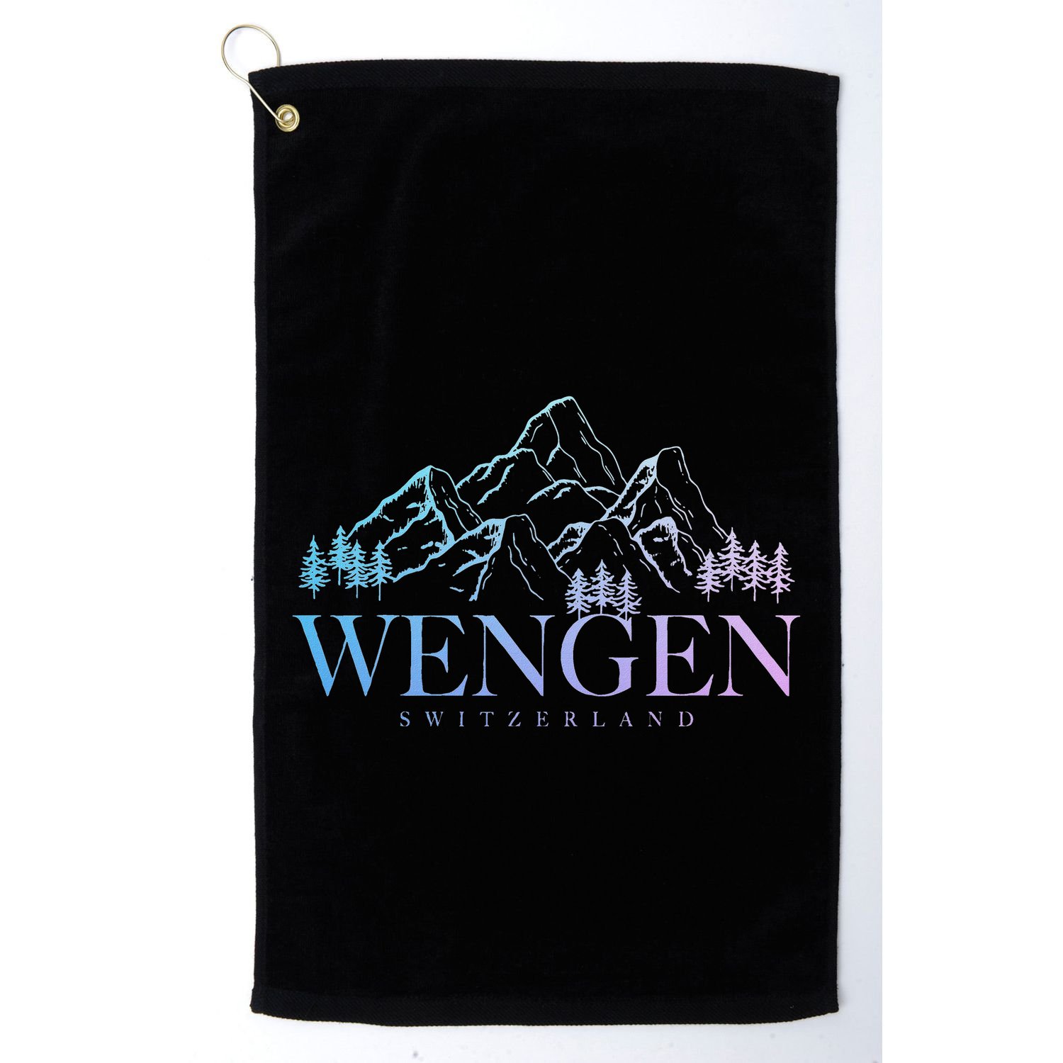 Wengen Switzerland Swiss Mountains Alps Vintage Souvenir Golf Towel