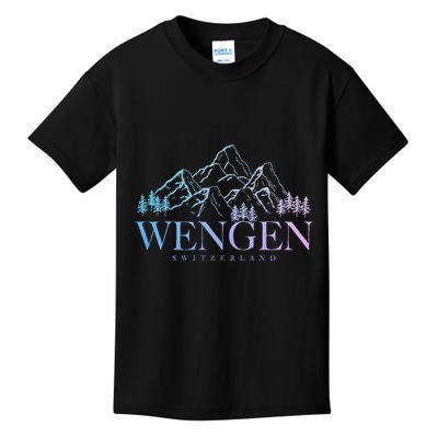 Wengen Switzerland Swiss Mountains Alps Vintage Souvenir Kids T-Shirt