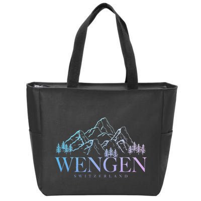 Wengen Switzerland Swiss Mountains Alps Vintage Souvenir Zip Tote Bag