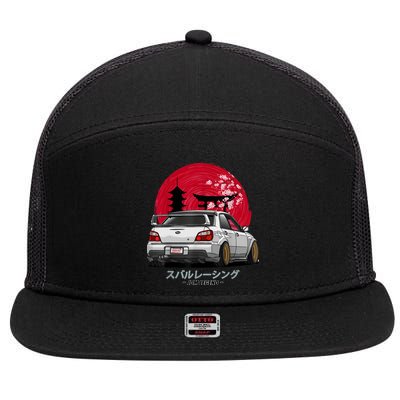 Wrx Sti Subie Cars Impreza Jdm Sport 7 Panel Mesh Trucker Snapback Hat