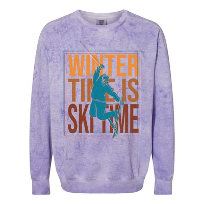 Winter Ski Skier Skiing Gift Colorblast Crewneck Sweatshirt