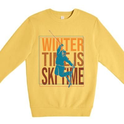 Winter Ski Skier Skiing Gift Premium Crewneck Sweatshirt