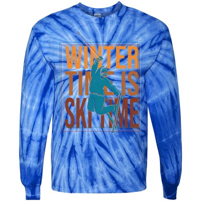 Winter Ski Skier Skiing Gift Tie-Dye Long Sleeve Shirt