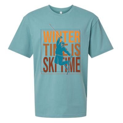 Winter Ski Skier Skiing Gift Sueded Cloud Jersey T-Shirt