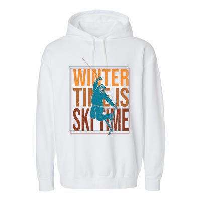 Winter Ski Skier Skiing Gift Garment-Dyed Fleece Hoodie