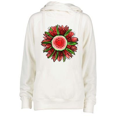 Watermelon Sunflower Summer Peace Love Watermelon Lover Gift Womens Funnel Neck Pullover Hood