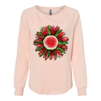 Watermelon Sunflower Summer Peace Love Watermelon Lover Gift Womens California Wash Sweatshirt