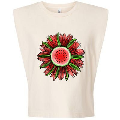 Watermelon Sunflower Summer Peace Love Watermelon Lover Gift Garment-Dyed Women's Muscle Tee