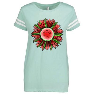 Watermelon Sunflower Summer Peace Love Watermelon Lover Gift Enza Ladies Jersey Football T-Shirt