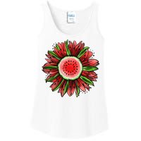 Watermelon Sunflower Summer Peace Love Watermelon Lover Gift Ladies Essential Tank