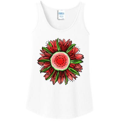 Watermelon Sunflower Summer Peace Love Watermelon Lover Gift Ladies Essential Tank