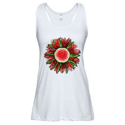 Watermelon Sunflower Summer Peace Love Watermelon Lover Gift Ladies Essential Flowy Tank