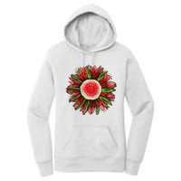 Watermelon Sunflower Summer Peace Love Watermelon Lover Gift Women's Pullover Hoodie