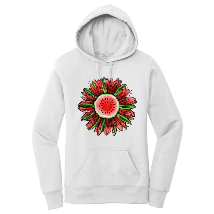 Watermelon Sunflower Summer Peace Love Watermelon Lover Gift Women's Pullover Hoodie