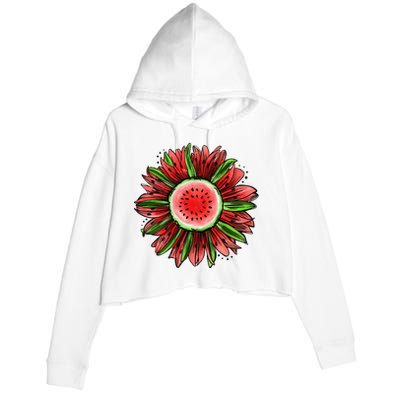 Watermelon Sunflower Summer Peace Love Watermelon Lover Gift Crop Fleece Hoodie