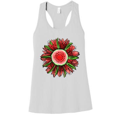 Watermelon Sunflower Summer Peace Love Watermelon Lover Gift Women's Racerback Tank