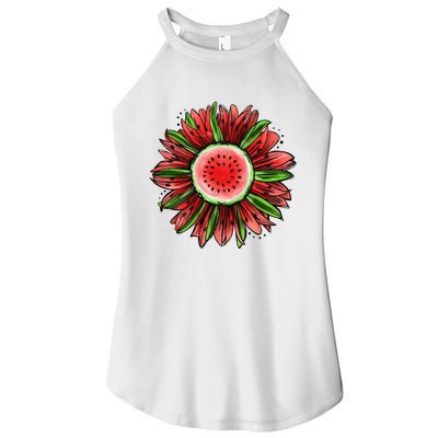 Watermelon Sunflower Summer Peace Love Watermelon Lover Gift Women’s Perfect Tri Rocker Tank