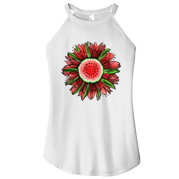 Watermelon Sunflower Summer Peace Love Watermelon Lover Gift Women’s Perfect Tri Rocker Tank