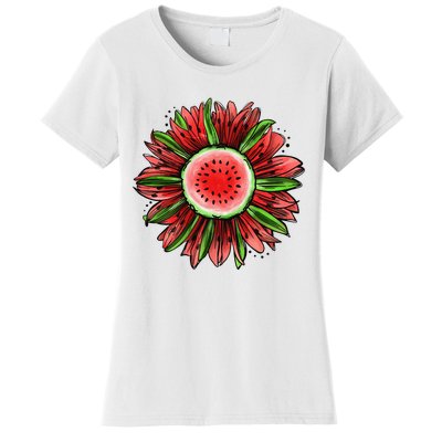 Watermelon Sunflower Summer Peace Love Watermelon Lover Gift Women's T-Shirt