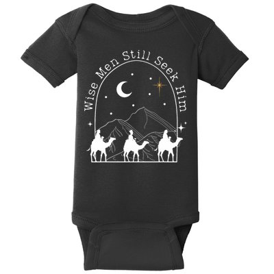 Wise Still Seek Him Christian Christmas Jesus Design Baby Bodysuit