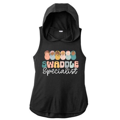 Women Swaddle Specialist Funny NICU Nurse Saying Groovy Mom Baby Ladies PosiCharge Tri-Blend Wicking Draft Hoodie Tank