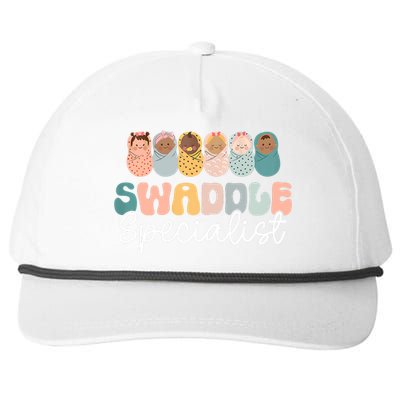 Women Swaddle Specialist Funny NICU Nurse Saying Groovy Mom Baby Snapback Five-Panel Rope Hat