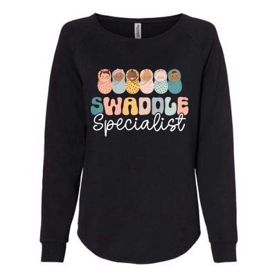 Women Swaddle Specialist Funny NICU Nurse Saying Groovy Mom Baby Womens California Wash Sweatshirt