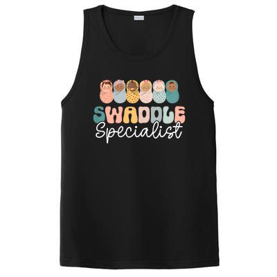 Women Swaddle Specialist Funny NICU Nurse Saying Groovy Mom Baby PosiCharge Competitor Tank