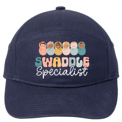 Women Swaddle Specialist Funny NICU Nurse Saying Groovy Mom Baby 7-Panel Snapback Hat