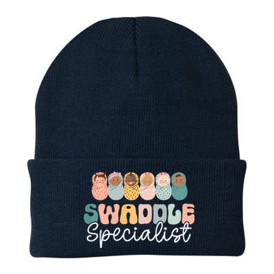 Women Swaddle Specialist Funny NICU Nurse Saying Groovy Mom Baby Knit Cap Winter Beanie